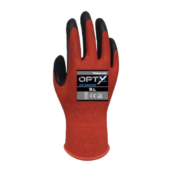 Guante Wonder Grip(R) OP-280RR Opty(T) poliester rojo galga 13 T/10